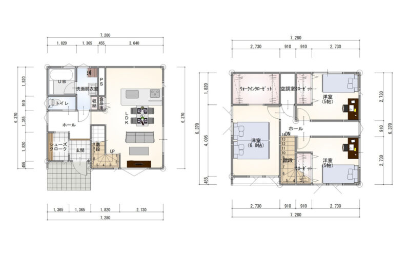 家族用玄関のある 全館空調のちょうどいい２階建て